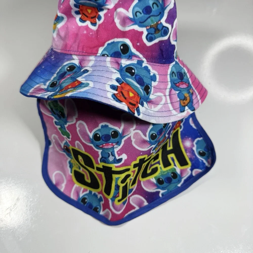 Lilo & Stitch Tie-Dye Bucket Hat Neck Flap Galaxy Print Kids Unisex Adjustable